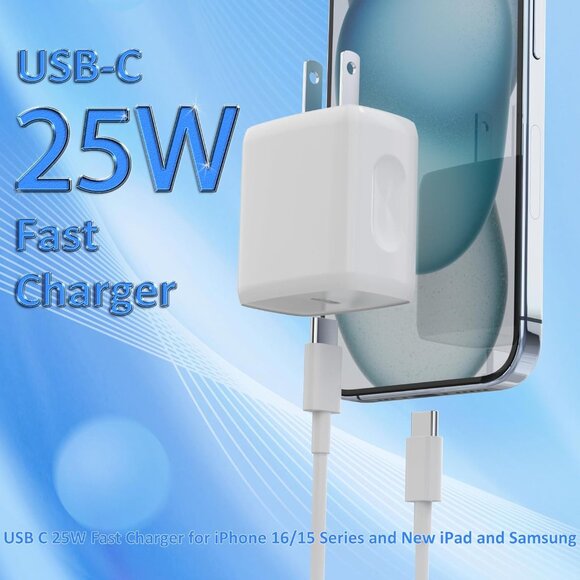 USB C Charger Type C Charger Fast Charging 2 Pack 25W USB C Charger Block with 2 - Picture 2 of 7
